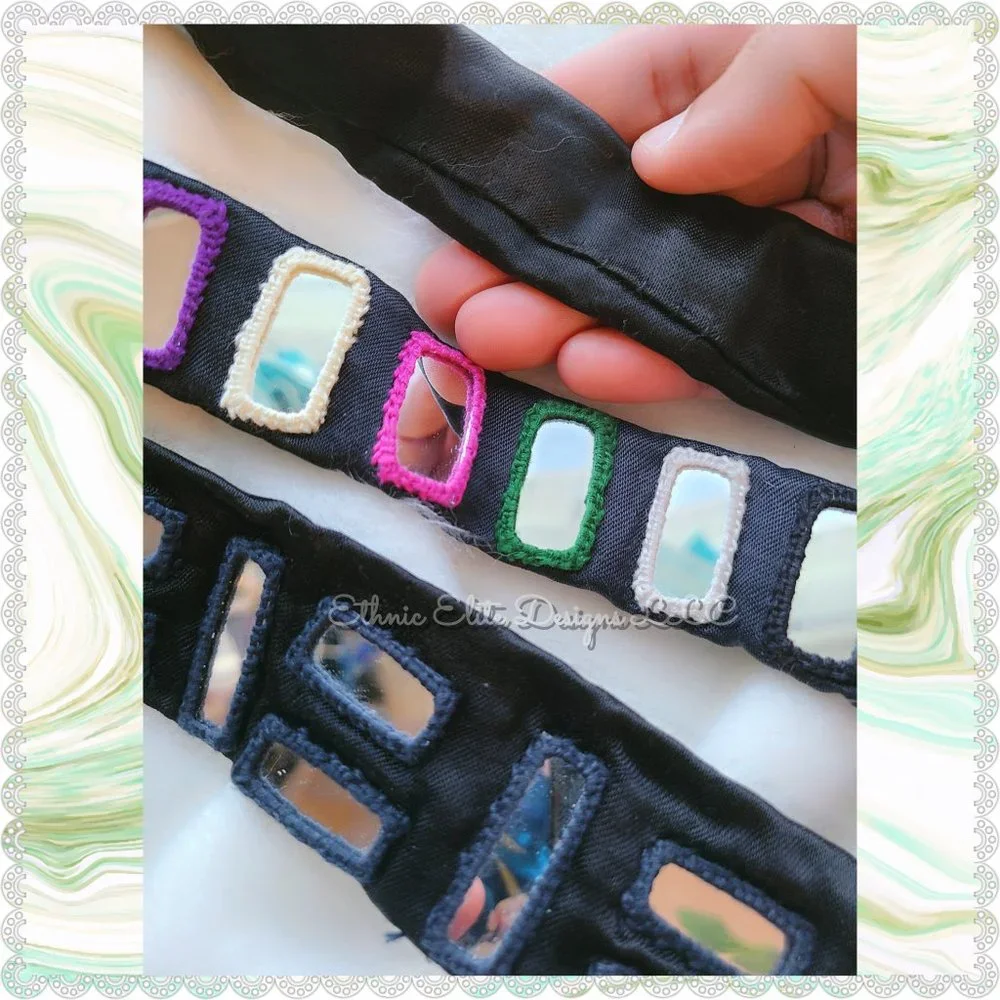 New boutique Women's Handmade Black Satin Silk Waist Belt - Kutchi Work …